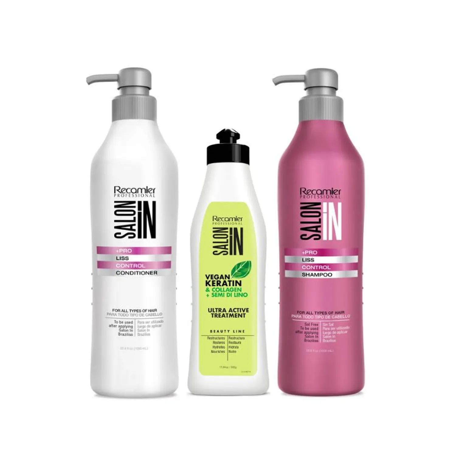 Pack Salon In Liss Control Shampoo 1L + Acondicionador 1L + Ultra Active 500ml